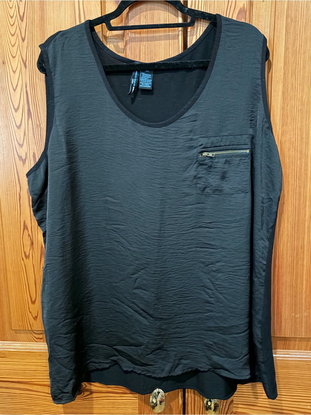 Saint Tropez West Black Sleeveless Tank with Zip Pocket